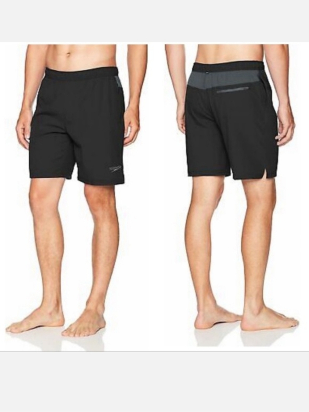 NEW Speedo Tech Volley Shorts - Black & Grey - Size Large Mens L 34/36